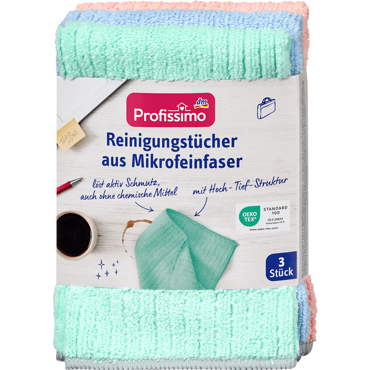 Profissimo Lingettes nettoyantes microfibre fine, 3 pièces (Profissimo Reinigungstücher Mikrofeinfaser, 3 St) — produit allemand authentique au Maroc