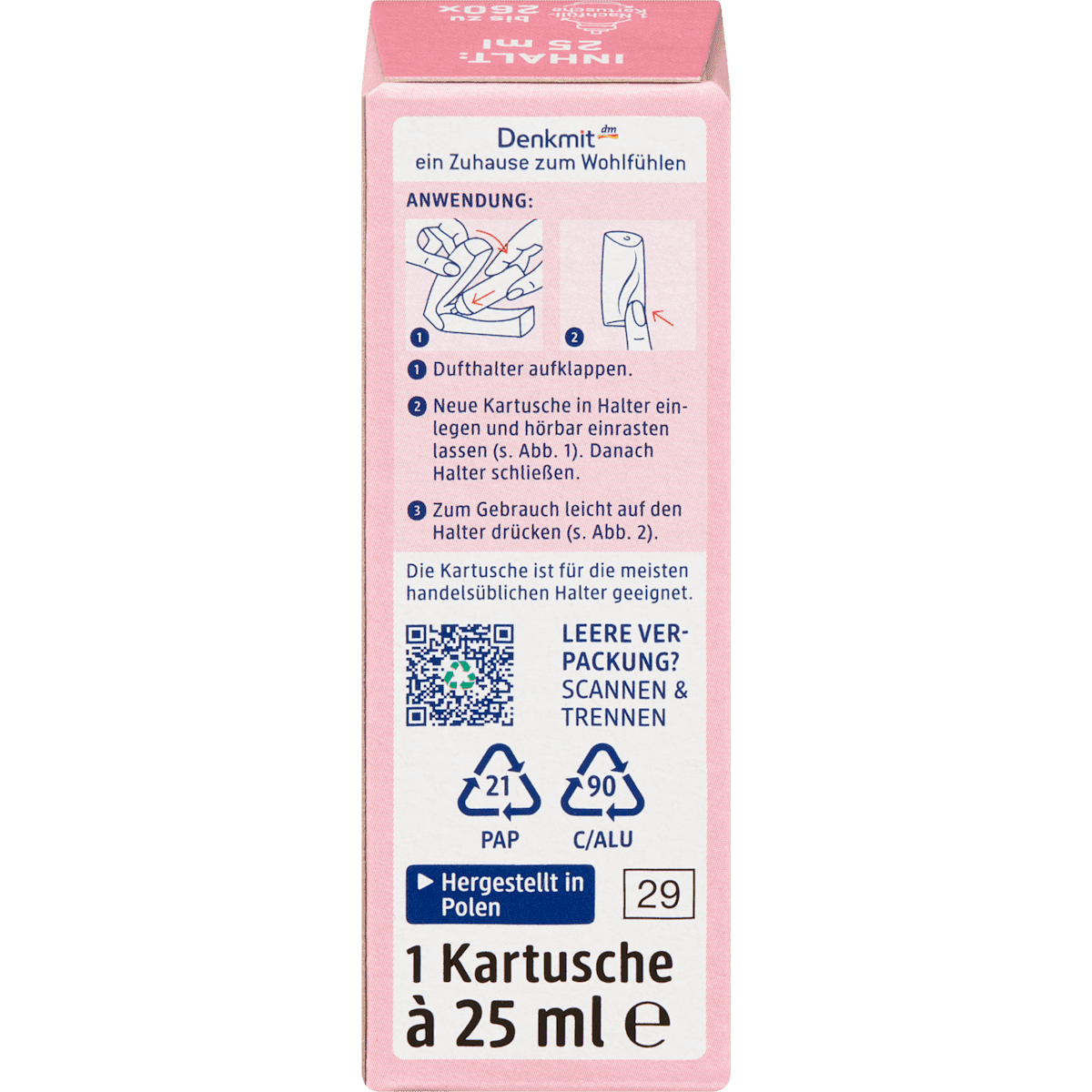 Denkmit Désodorisant Mini-spray Sweet Love refill, 25 ml (Denkmit Lufterfrischer Minispray Sweet Love Nachfüllpack, 25 ml) — authentic German product in Morocco