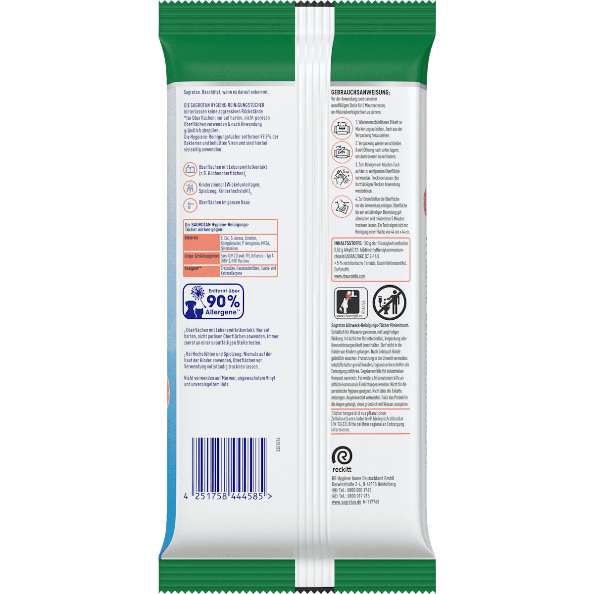 Sagrotan Lingettes désinfectantes, 60 pièces (Sagrotan Desinfektionstücher, 60 St) — produit allemand authentique au Maroc