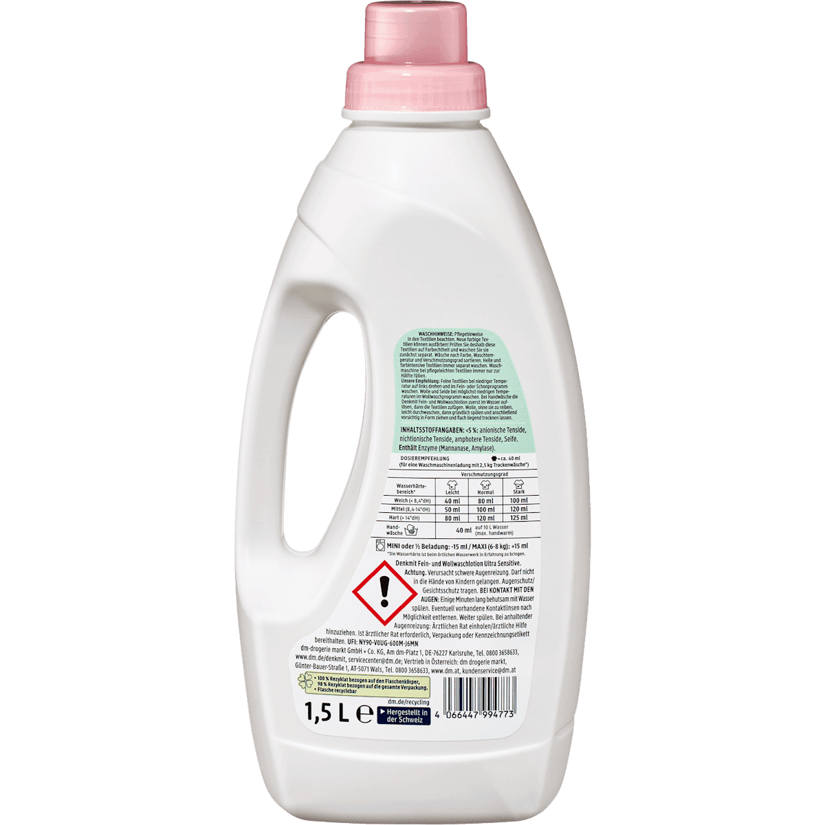 Denkmit grain fin-& Lessive laine Lotion Ultra Sensitive, 30 lavages (Denkmit Fein-& Wollwaschmittel Lotion Ultra Sensitive, 30 Wl) — produit allemand authentique au Maroc