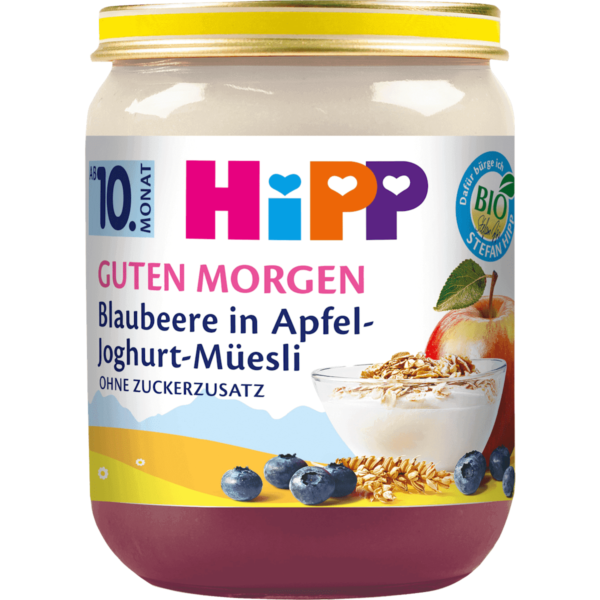 HiPP Frucht & Joghurt myrtille in pomme-Joghurt-Muesli, dès 10 mois, 160 g — منتج ألماني أصلي في المغرب