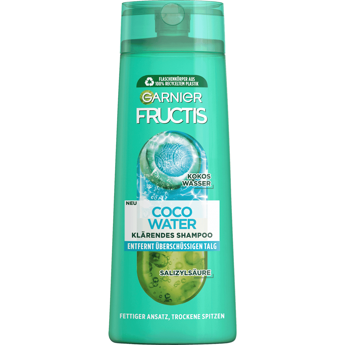 GARNIER FRUCTIS Shampooing Coco Water, fettiger Ansatz & trockene Spitzen, 400 ml — منتج ألماني أصلي في المغرب