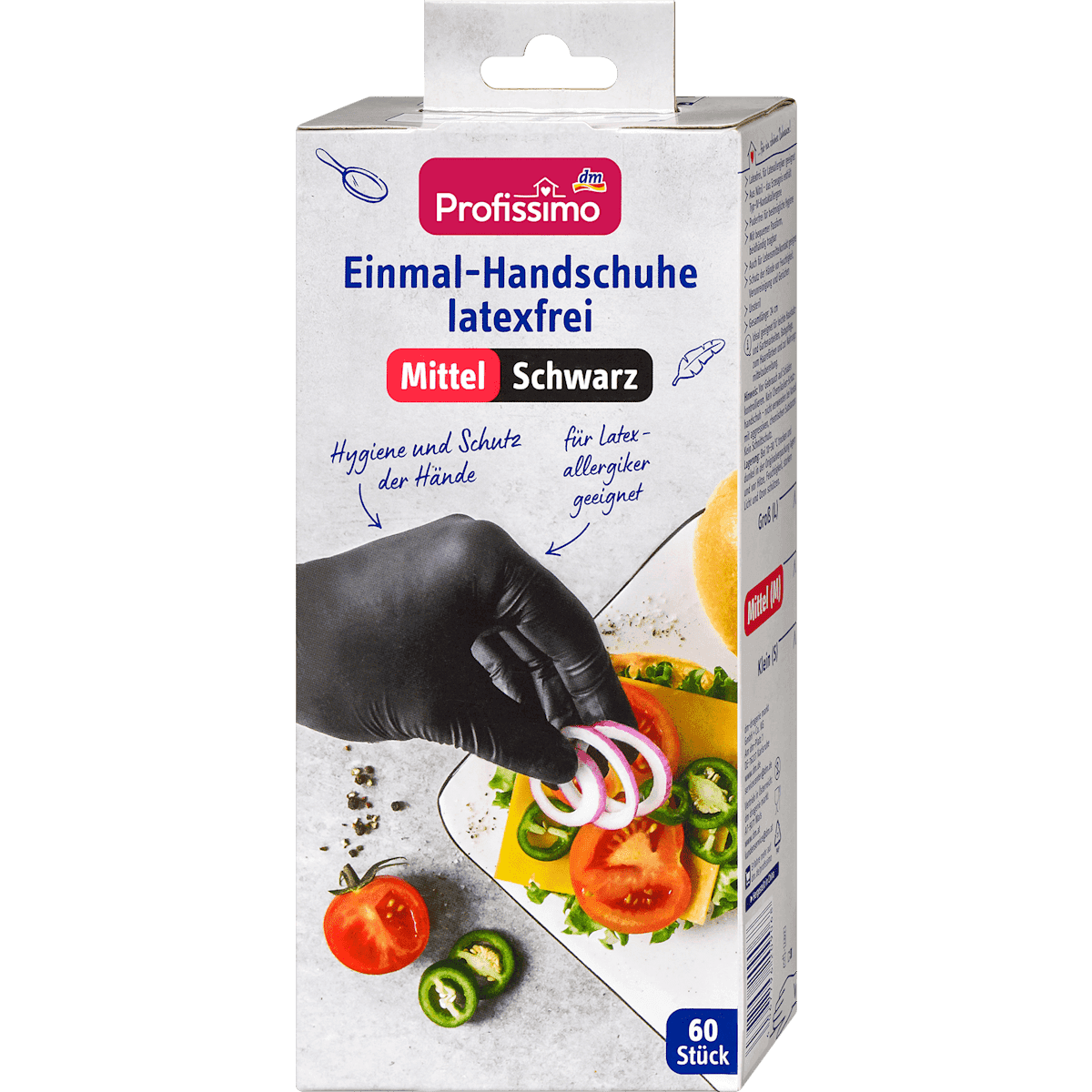 Profissimo Gloves disposable without latex black moyen, 60 pcs (Profissimo Einmalhandschuhe latexfrei schwarz Mittel, 60 St) — authentic German product in Morocco