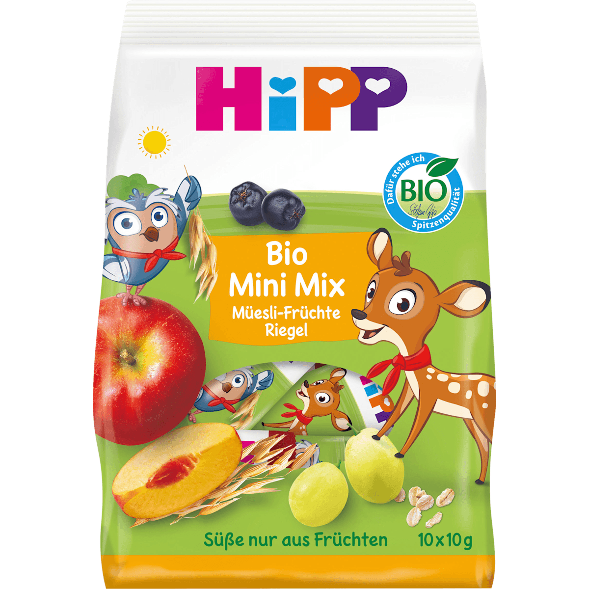 HiPP Barres fruits et céréales Mini Mix, dès 3 ans (10x10 g), 100 g — منتج ألماني أصلي في المغرب
