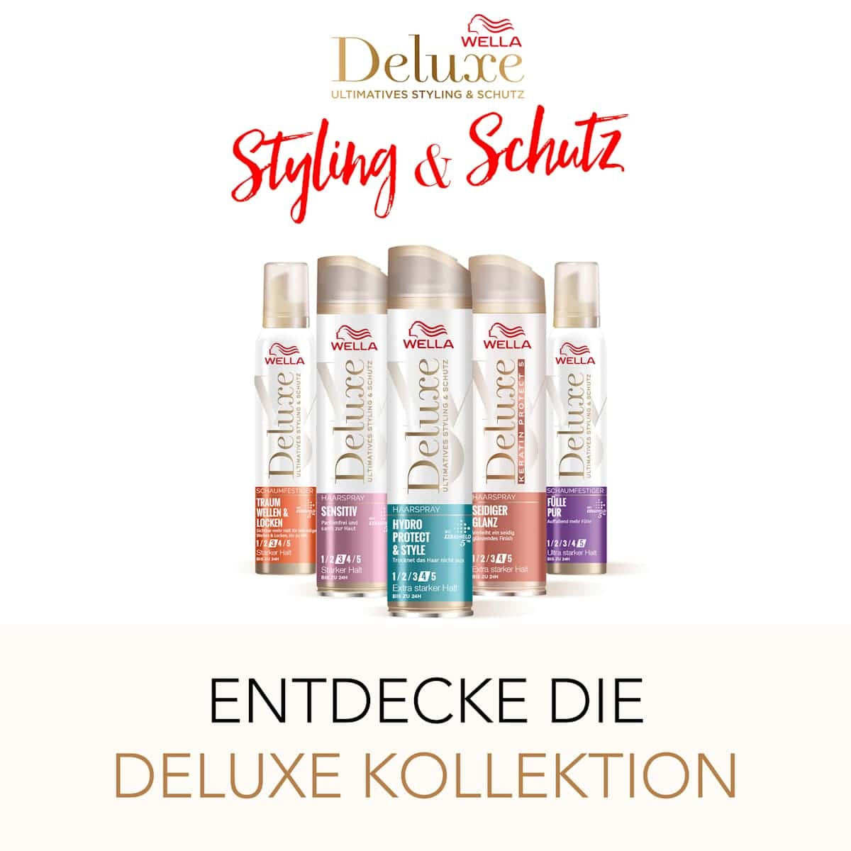 WELLA Deluxe Laque Sensitiv, Starker Halt, 250 ml (WELLA Deluxe Haarspray Sensitiv, Starker Halt, 250 ml) — authentic German product in Morocco
