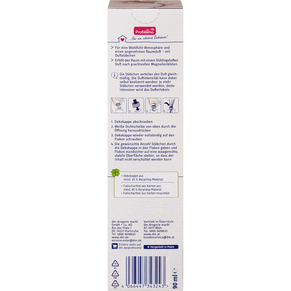 Profissimo Bâtonnets parfumés d'intérieur magnolia, 90 ml (Profissimo Duftstäbchen Raumduft Magnolie, 90 ml) — produit allemand authentique au Maroc