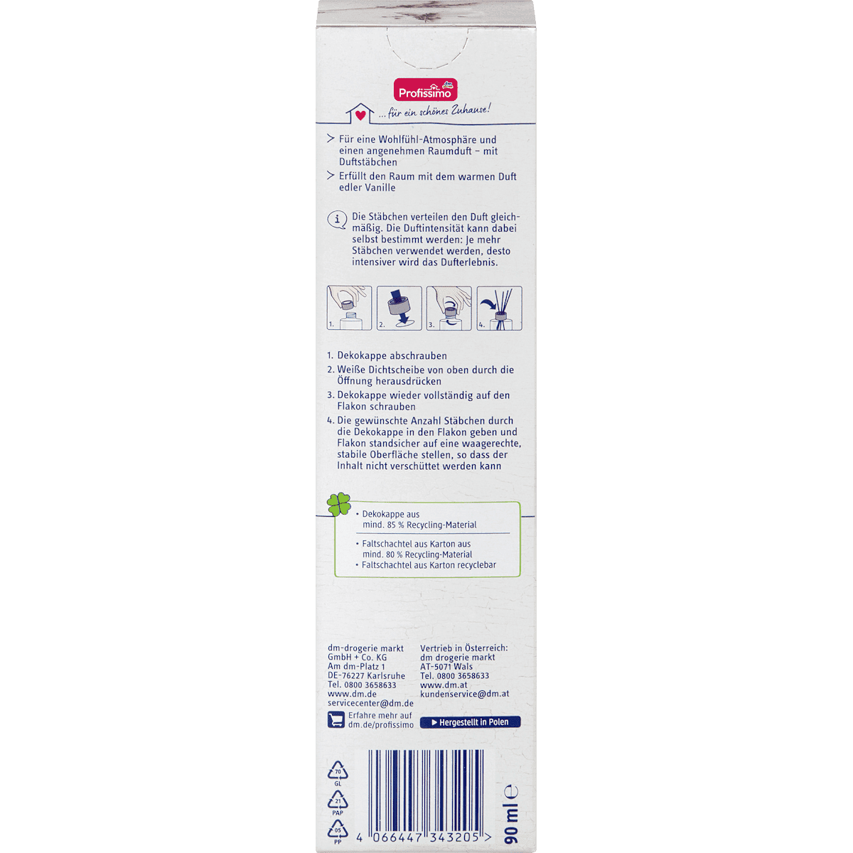 Profissimo Sticks scented Raumduft vanilla, 90 ml (Profissimo Duftstäbchen Raumduft Vanille, 90 ml) — authentic German product in Morocco