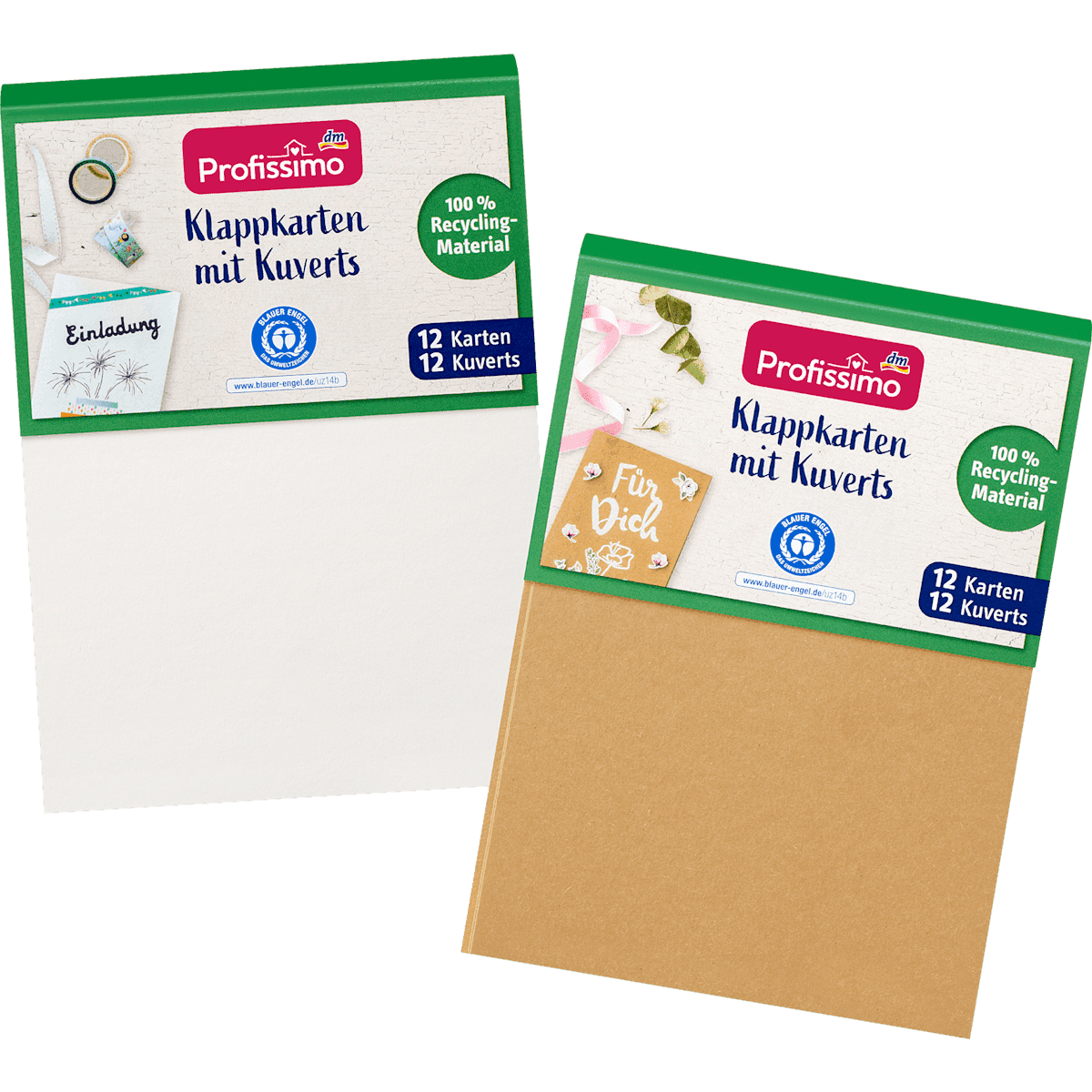 Profissimo Set de cartes doubles avec enveloppes en matériau recyclé, natur/blanc, 1 pièce (Profissimo Klappkarten-Set mit Kuverts aus Recycling-Material, natur/weiß, 1 St) — منتج ألماني أصلي في المغرب