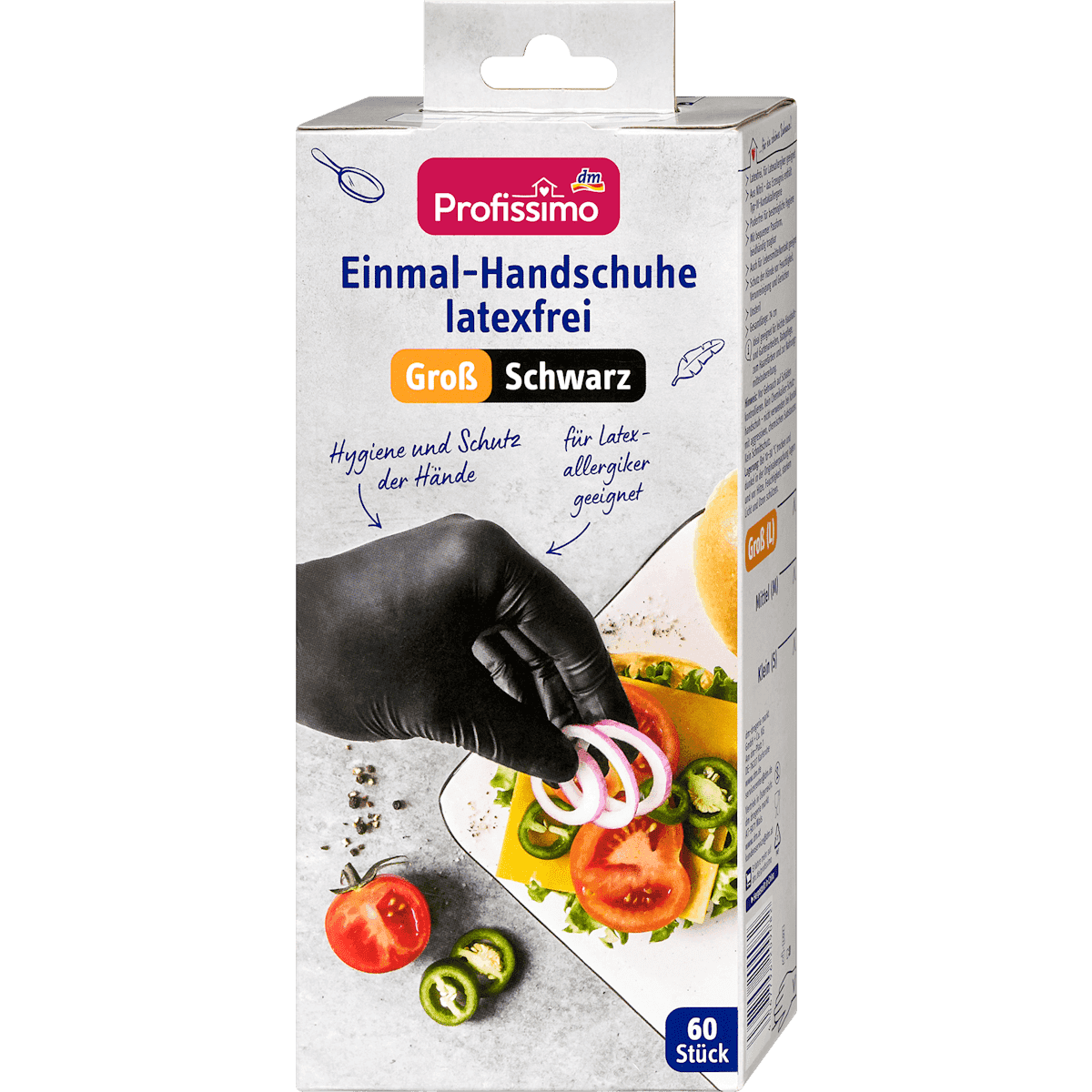 Profissimo Gloves disposable without latex black grand, 60 pcs (Profissimo Einmalhandschuhe latexfrei schwarz Groß, 60 St) — authentic German product in Morocco