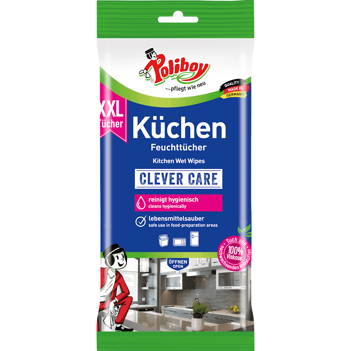 Poliboy Cleanser cuisine Wipes, 24 pcs (Poliboy Küchenreiniger Feuchttücher, 24 St) — authentic German product in Morocco