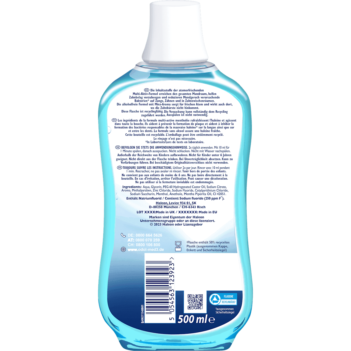 Odol med 3 Bain de bouche Original, 500 ml (Odol med 3 Mundspülung Original, 500 ml) — produit allemand authentique au Maroc