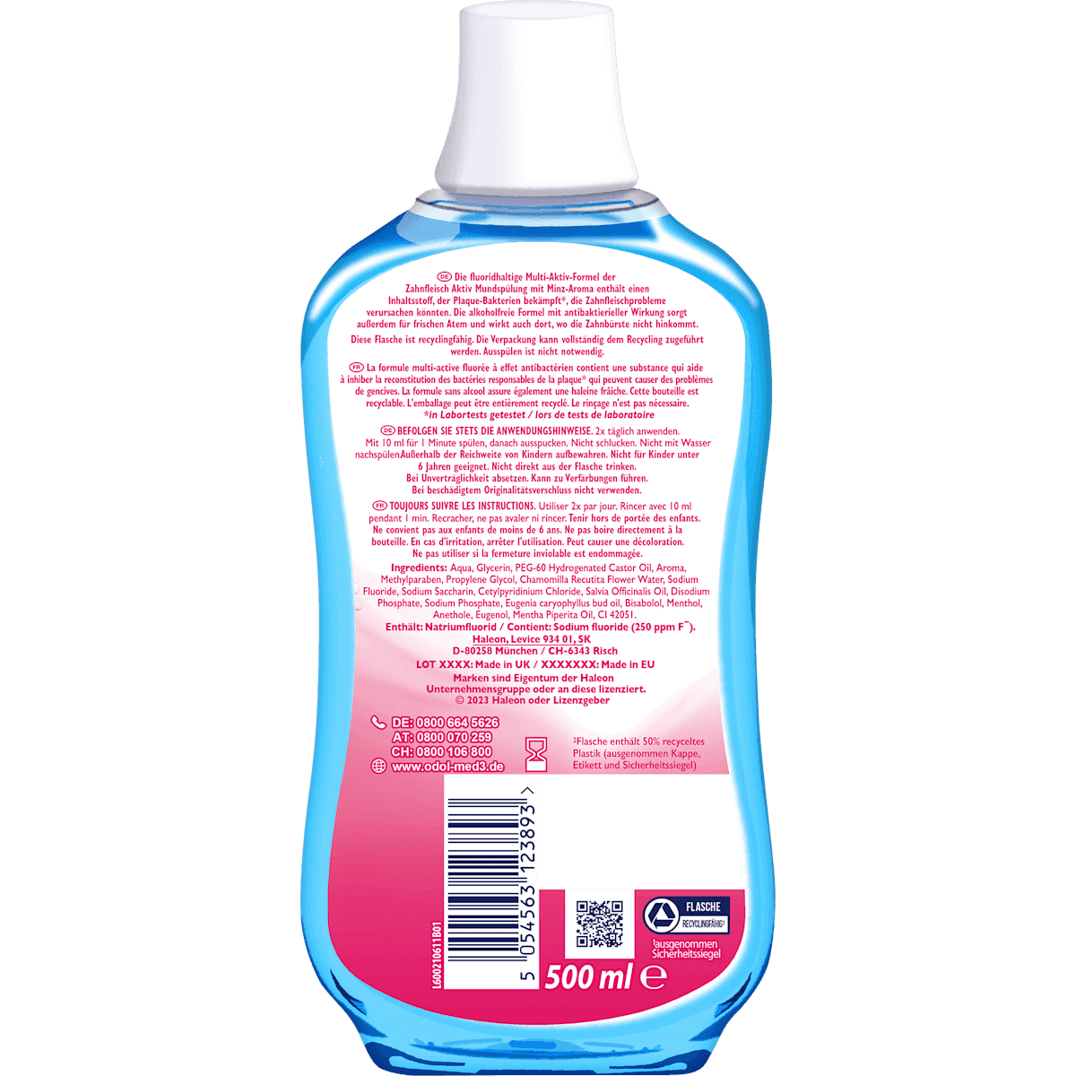 Odol med 3 Bain de bouche Gencives Actif, 500 ml (Odol med 3 Mundspülung Zahnfleisch Aktiv, 500 ml) — produit allemand authentique au Maroc