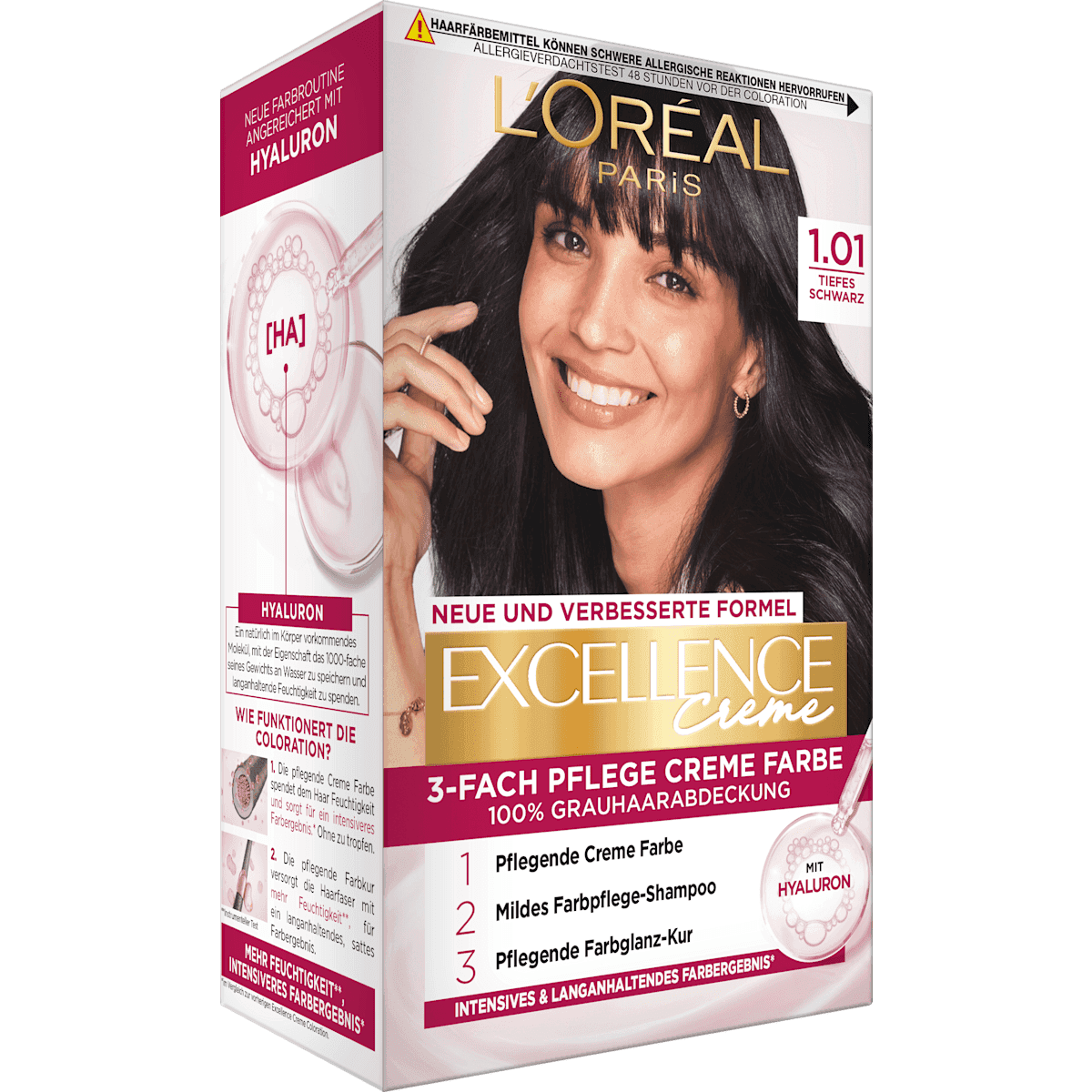 L'ORÉAL PARiS EXCELLENCE Creme Coloration 1.01 Tiefes noir, 1 pièce (L'ORÉAL PARiS EXCELLENCE Creme Haarfarbe 1.01 Tiefes Schwarz, 1 St) — منتج ألماني أصلي في المغرب