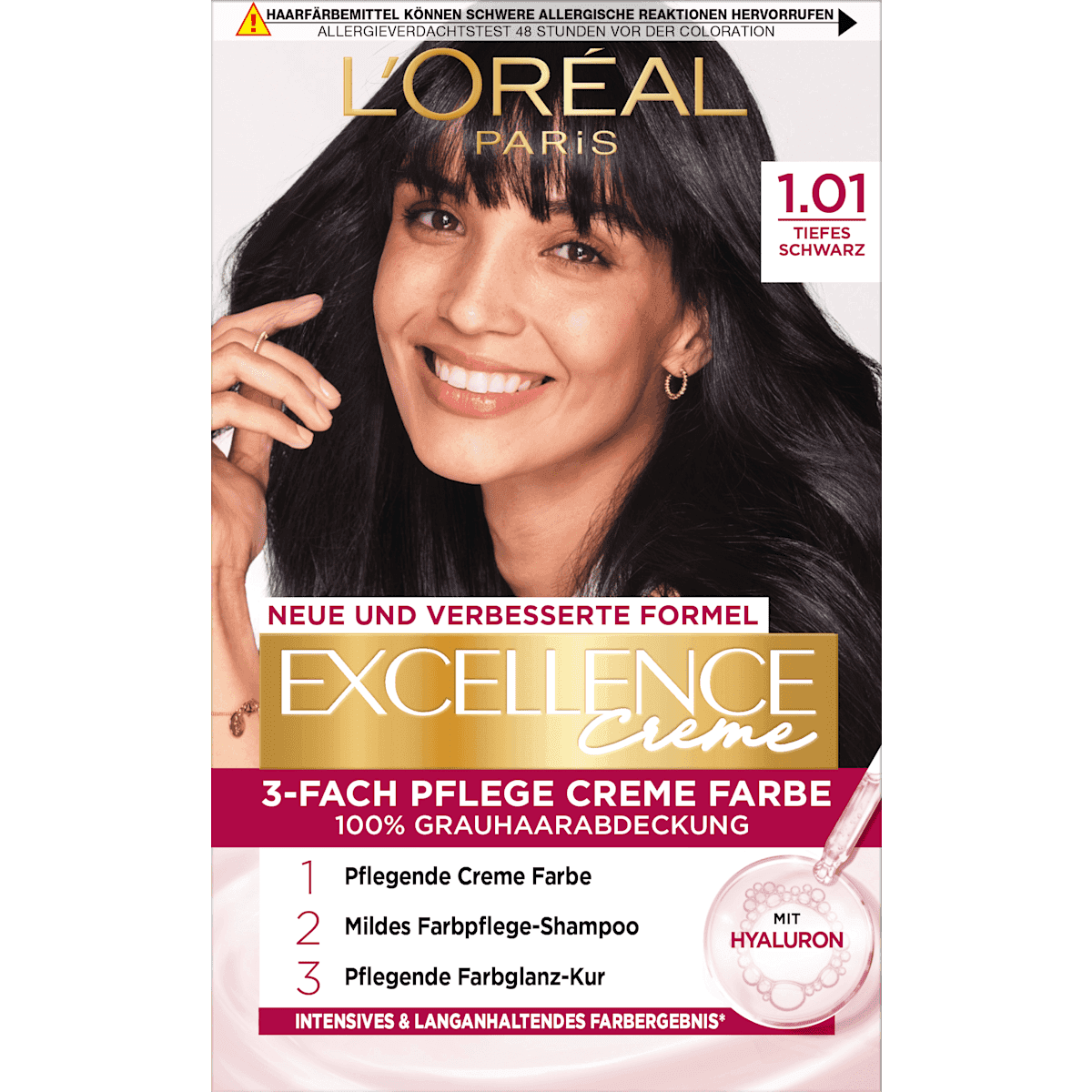 L'ORÉAL PARiS EXCELLENCE Creme Coloration 1.01 Tiefes noir, 1 pièce — منتج ألماني أصلي في المغرب