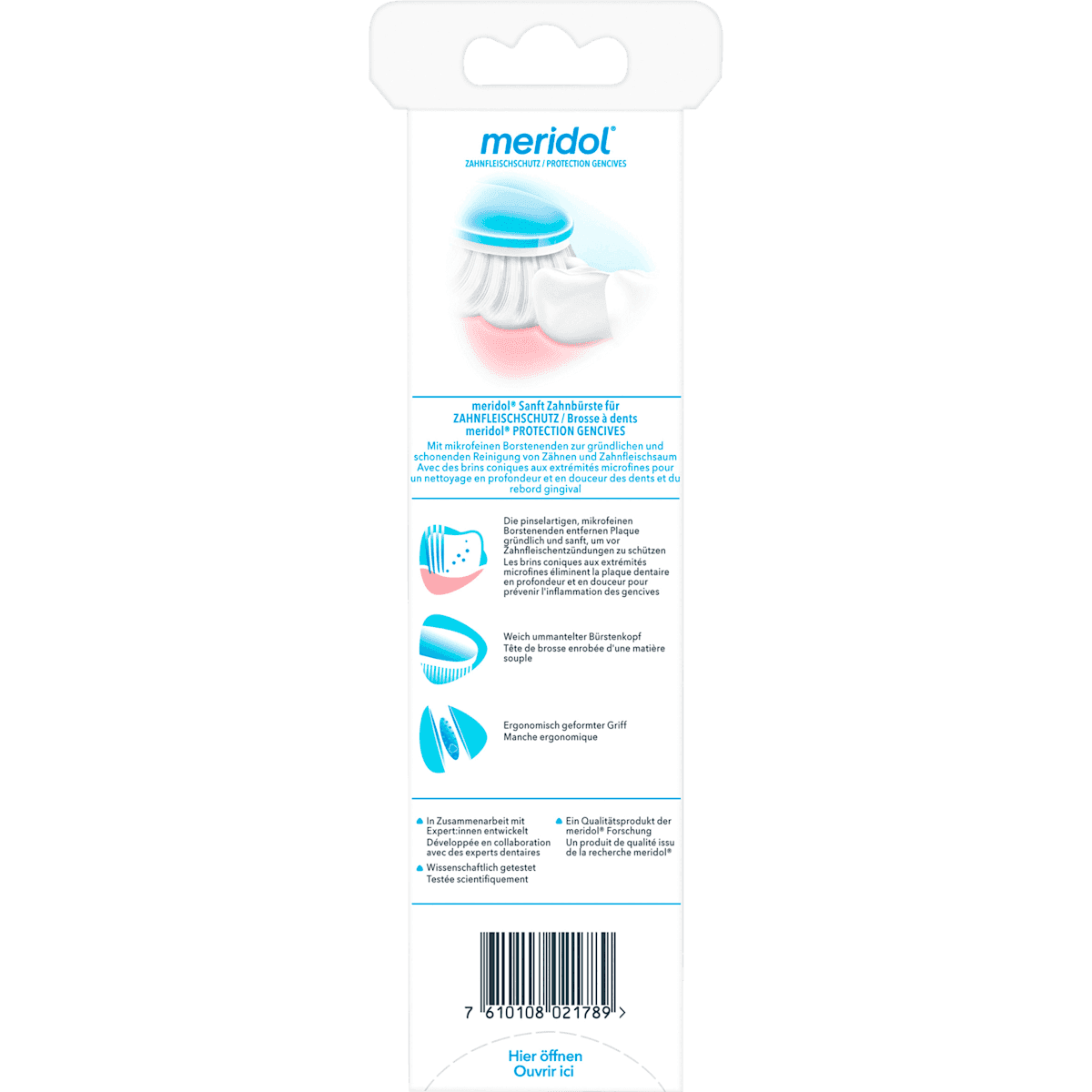 meridol Brosse à dents protection des gencives sanft (lot de 2), 2 pièces (meridol Zahnbürste Zahnfleischschutz sanft (Doppelpack), 2 St) — produit allemand authentique au Maroc