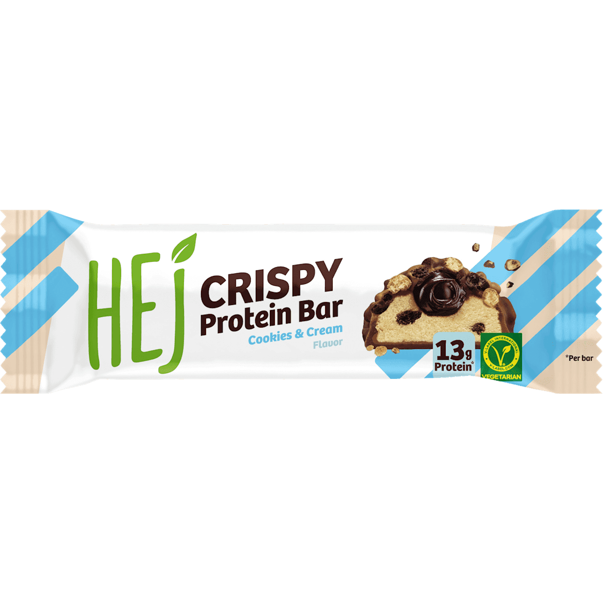 HEJ Barres protéinées Crispy Cookies & Cream goût, 45 g — produit allemand authentique au Maroc