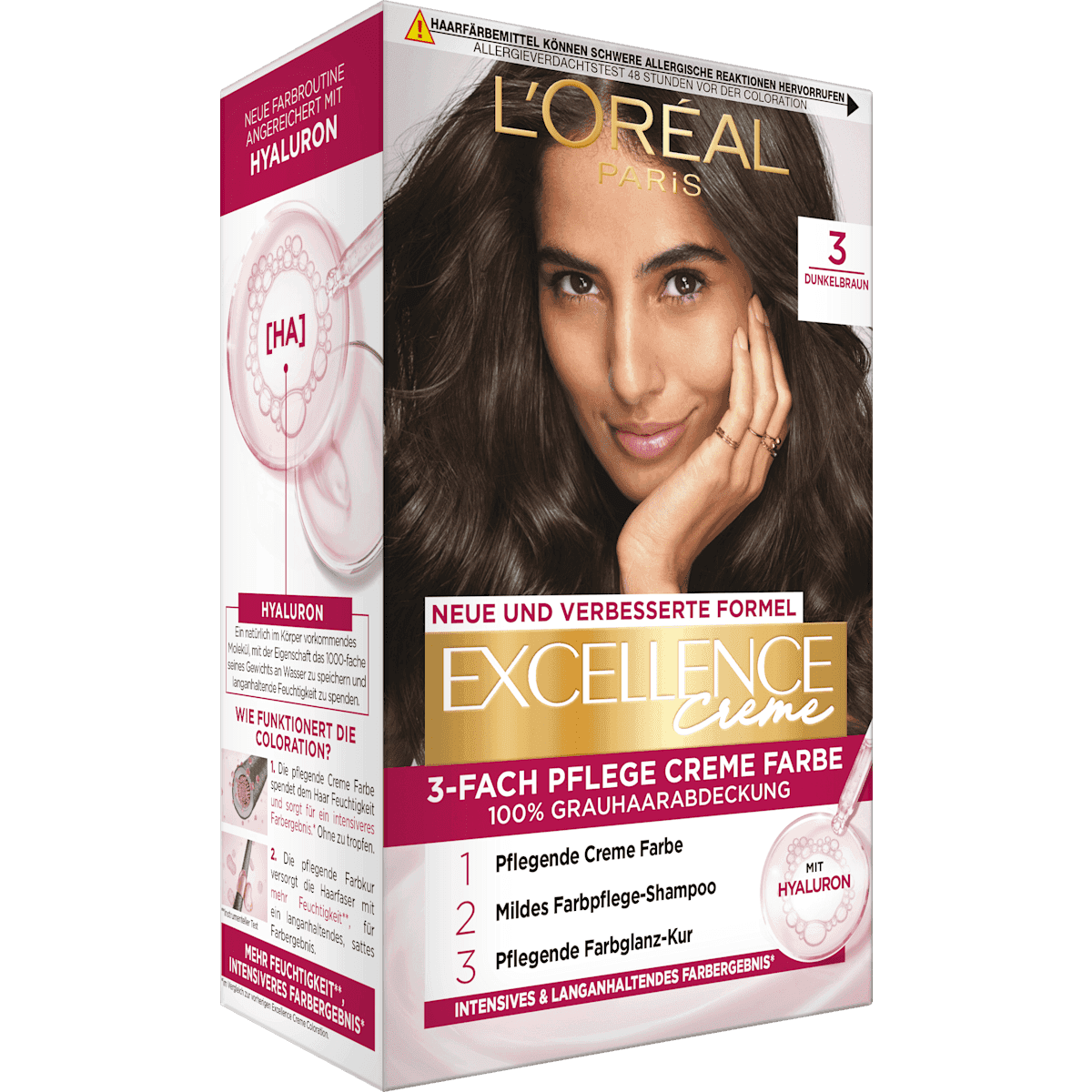 L'ORÉAL PARiS EXCELLENCE Creme Coloration 3 châtain foncé, 1 pièce (L'ORÉAL PARiS EXCELLENCE Creme Haarfarbe 3 Dunkelbraun, 1 St) — منتج ألماني أصلي في المغرب