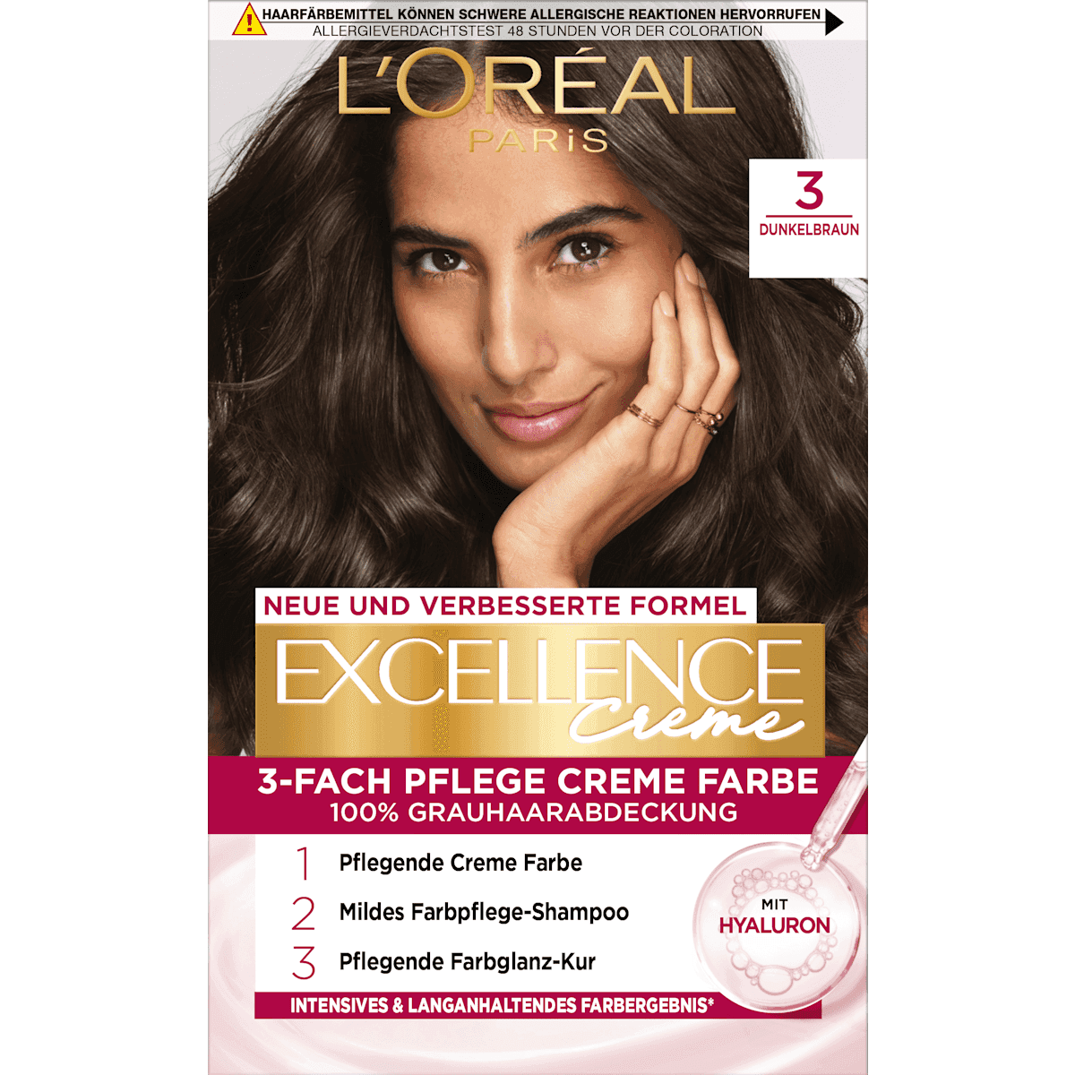 L'ORÉAL PARiS EXCELLENCE Creme Coloration 3 châtain foncé, 1 pièce — منتج ألماني أصلي في المغرب
