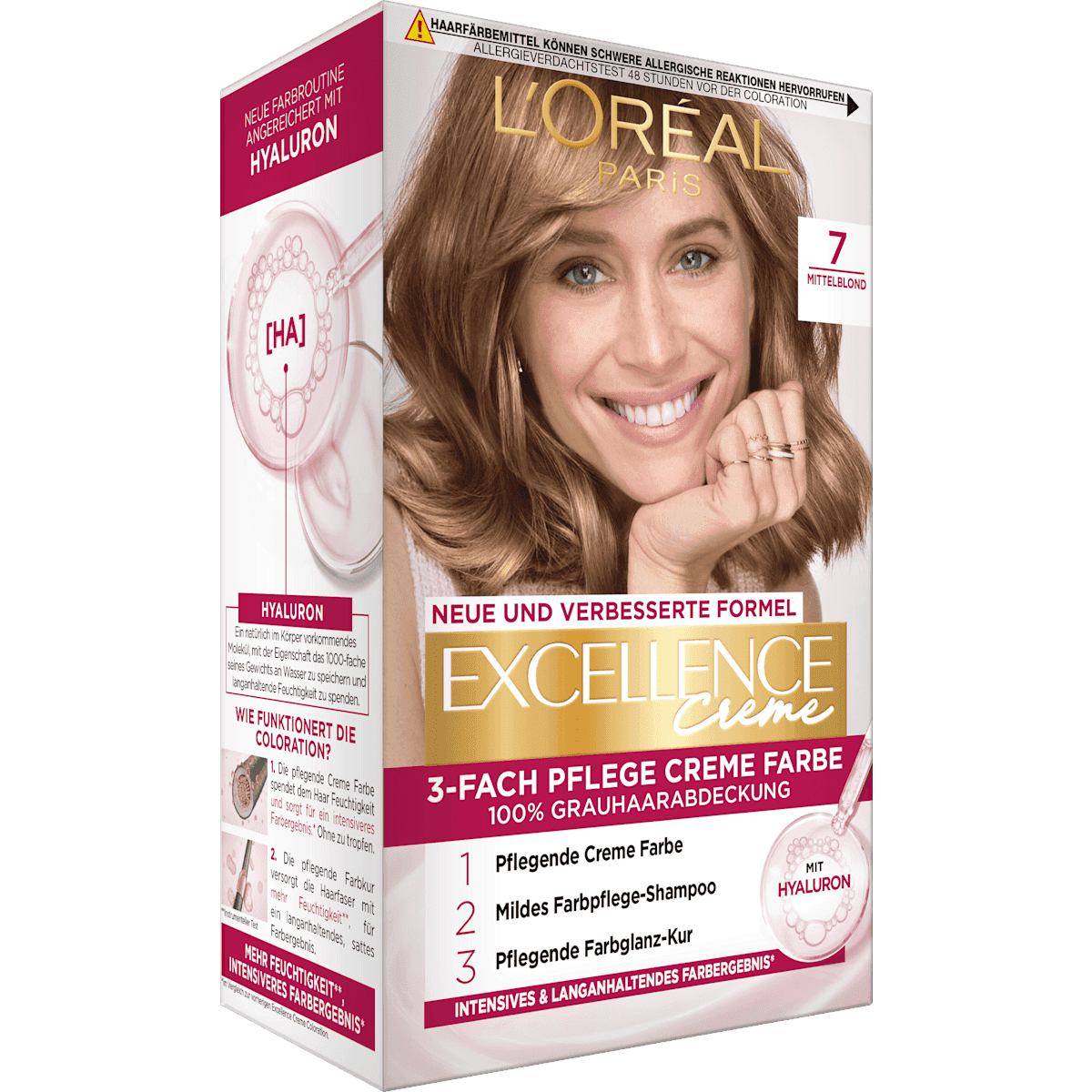 L'ORÉAL PARiS EXCELLENCE Creme Coloration 7 blond moyen, 1 pièce (L'ORÉAL PARiS EXCELLENCE Creme Haarfarbe 7 Mittelblond, 1 St) — منتج ألماني أصلي في المغرب