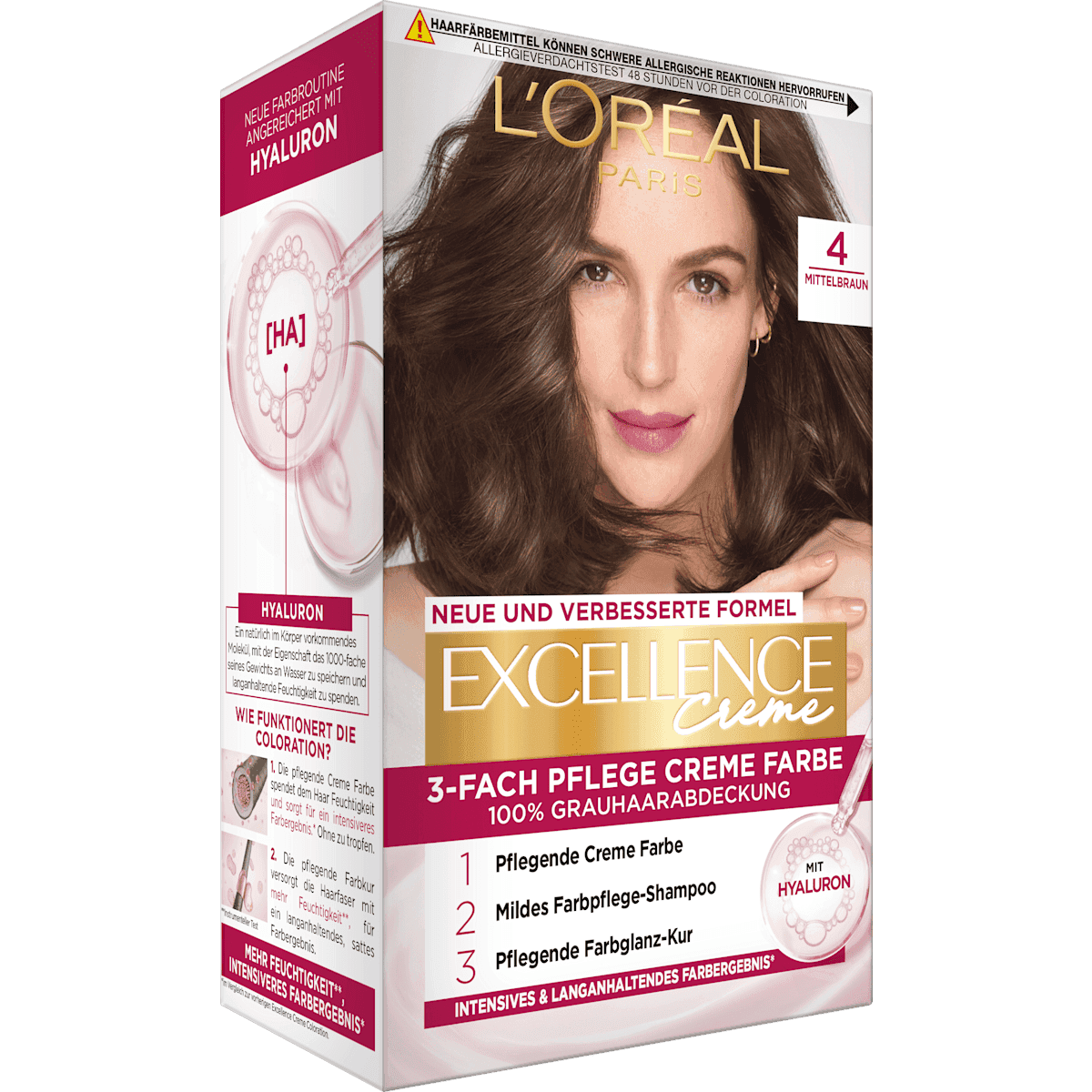 L'ORÉAL PARiS EXCELLENCE Creme Coloration 4 châtain, 1 pièce — منتج ألماني أصلي في المغرب
