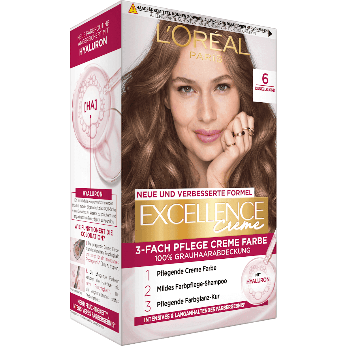 L'ORÉAL PARiS EXCELLENCE Creme Coloration 6 blond foncé, 1 pièce (L'ORÉAL PARiS EXCELLENCE Creme Haarfarbe 6 Dunkelblond, 1 St) — منتج ألماني أصلي في المغرب