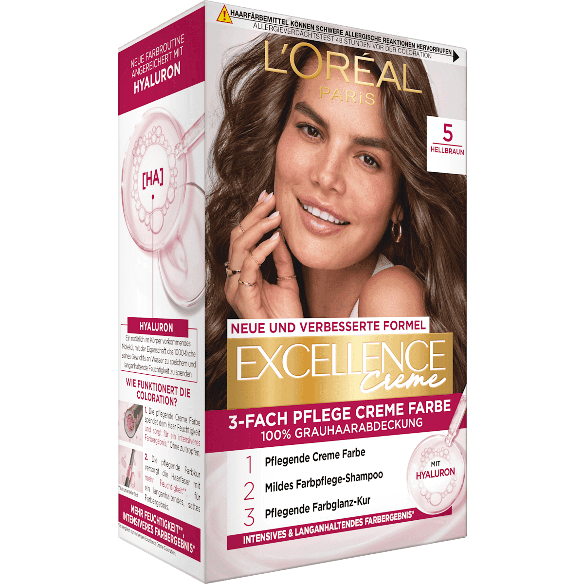 L'ORÉAL PARiS EXCELLENCE Creme Coloration 5 châtain clair, 1 pièce (L'ORÉAL PARiS EXCELLENCE Creme Haarfarbe 5 Hellbraun, 1 St) — منتج ألماني أصلي في المغرب