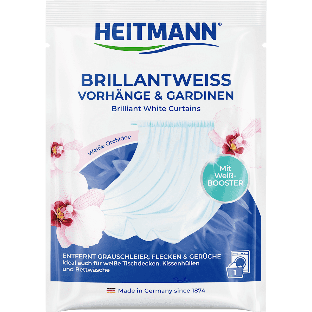 Heitmann Lessive blanc éclatant rideaux & voilages, 50 g — produit allemand authentique au Maroc
