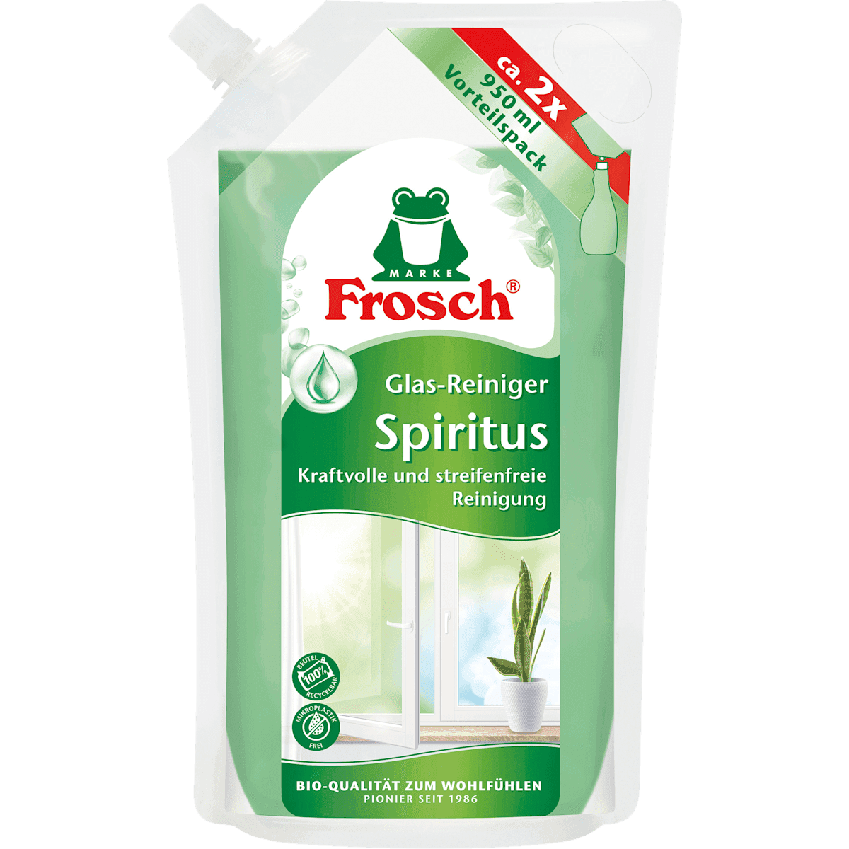 Frosch Cleanser vitres Spiritus refill, 950 ml (Frosch Glasreiniger Spiritus Nachfüllpack, 950 ml) — authentic German product in Morocco