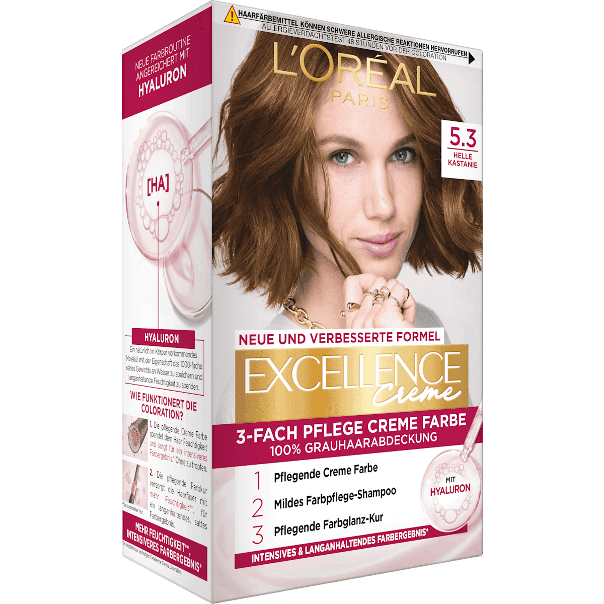 L'ORÉAL PARiS EXCELLENCE Creme Coloration 5.3 Helle Kastanie, 1 pièce (L'ORÉAL PARiS EXCELLENCE Creme Haarfarbe 5.3 Helle Kastanie, 1 St) — منتج ألماني أصلي في المغرب