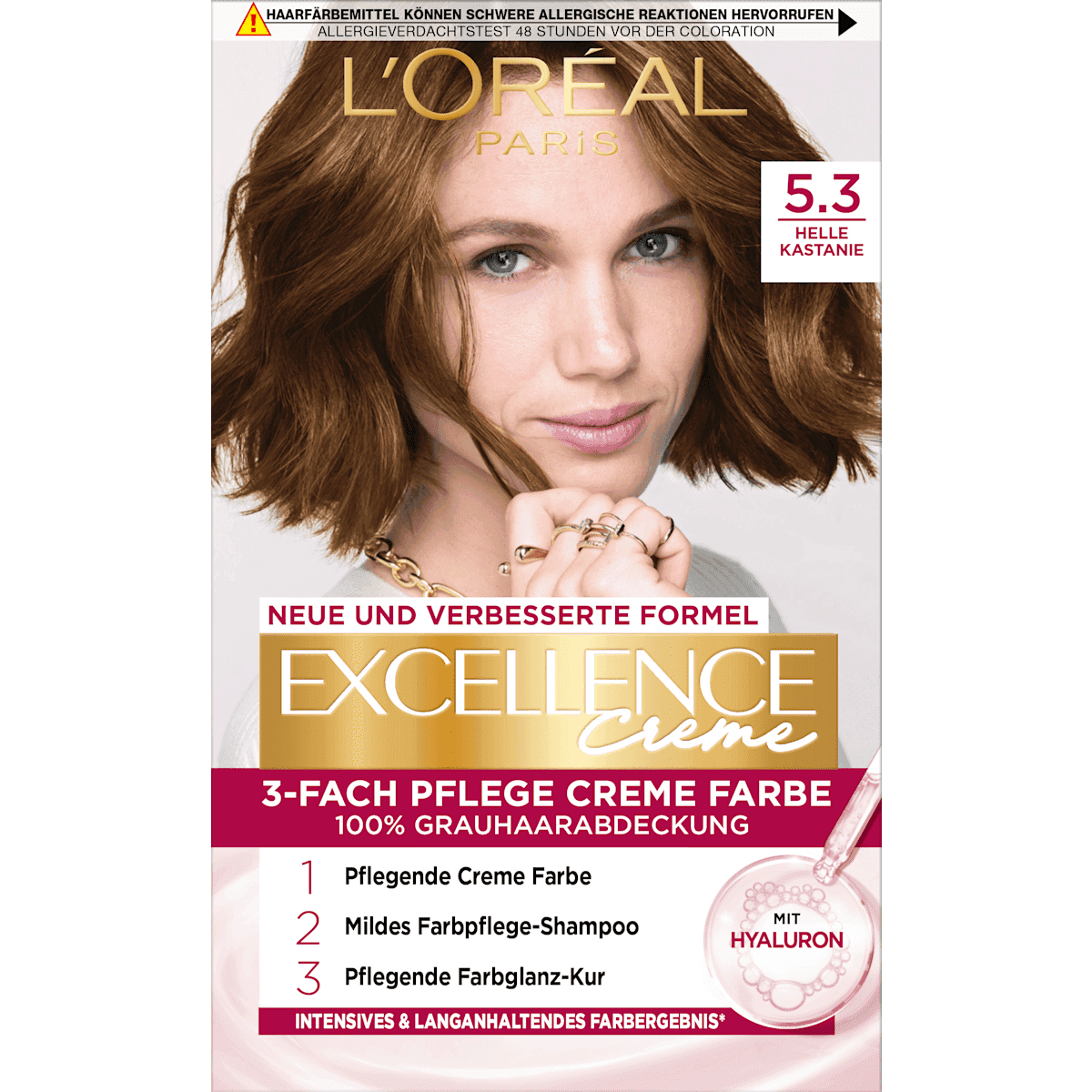 L'ORÉAL PARiS EXCELLENCE Creme Coloration 5.3 Helle Kastanie, 1 pièce — منتج ألماني أصلي في المغرب