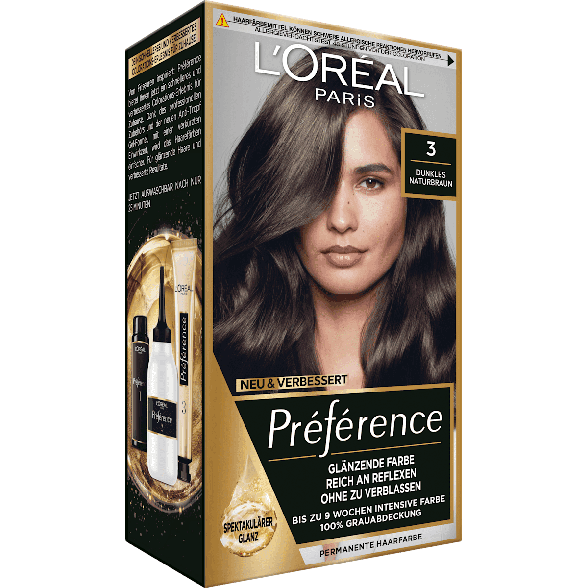 L'ORÉAL PARiS PRÉFÉRENCE Coloration 3 Dunkles Naturbraun, 1 pièce (L'ORÉAL PARiS PRÉFÉRENCE Haarfarbe 3 Dunkles Naturbraun, 1 St) — منتج ألماني أصلي في المغرب