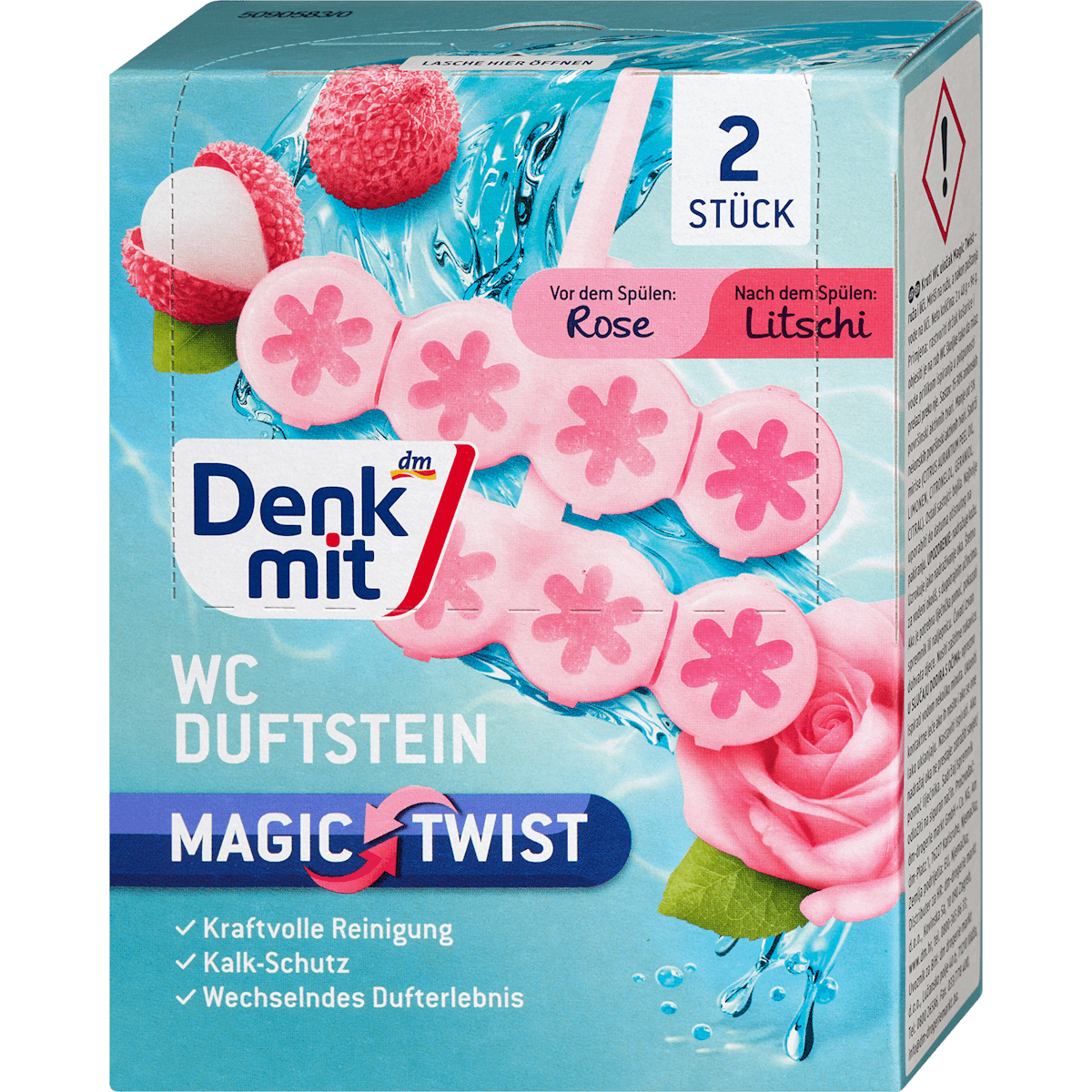 Denkmit Bloc WC parfumé Magic Twist rose & litchi, 2 pièces — منتج ألماني أصلي في المغرب
