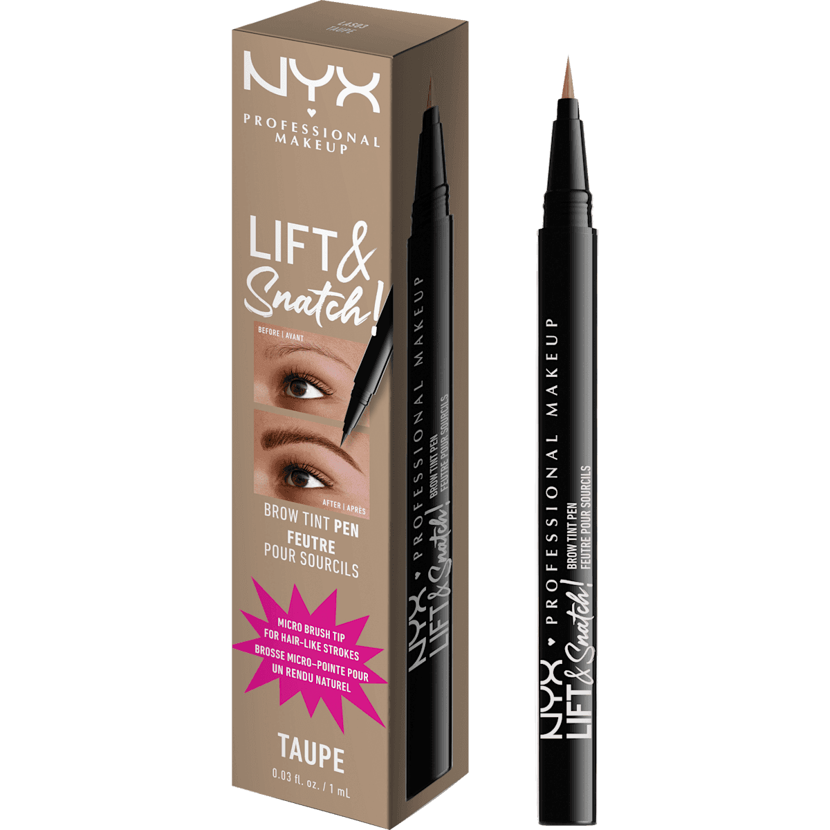NYX PROFESSIONAL MAKEUP Crayon à sourcils Lift N Snatch 03 taupe, 1 ml — produit allemand authentique au Maroc