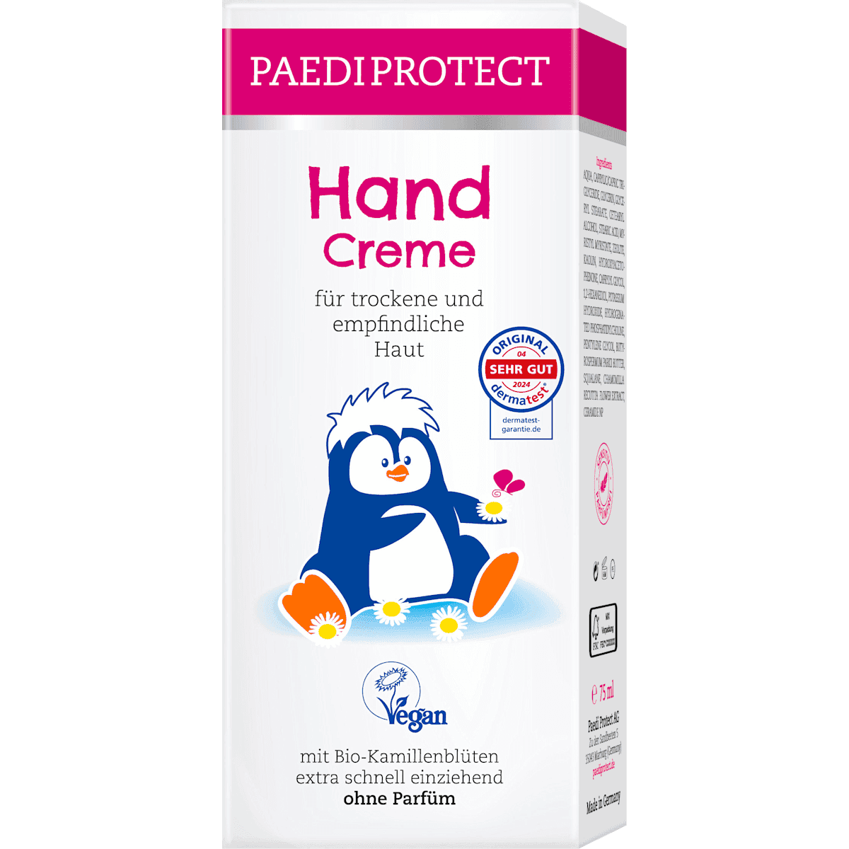 PAEDIPROTECT crème mains trockene & peaux sensibles, 75 ml (PAEDIPROTECT Handcreme trockene & empfindliche Haut, 75 ml) — produit allemand authentique au Maroc
