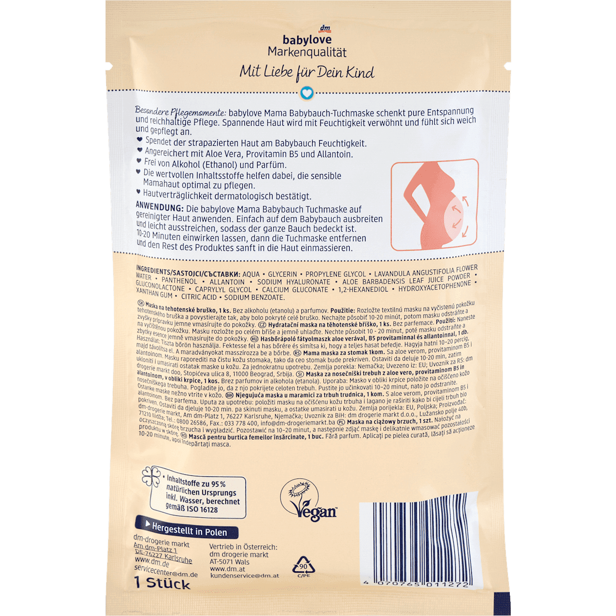 babylove Mama masque tissu ventre de grossesse, 1 pièce (babylove Mama Tuchmaske Babybauch, 1 St) — منتج ألماني أصلي في المغرب