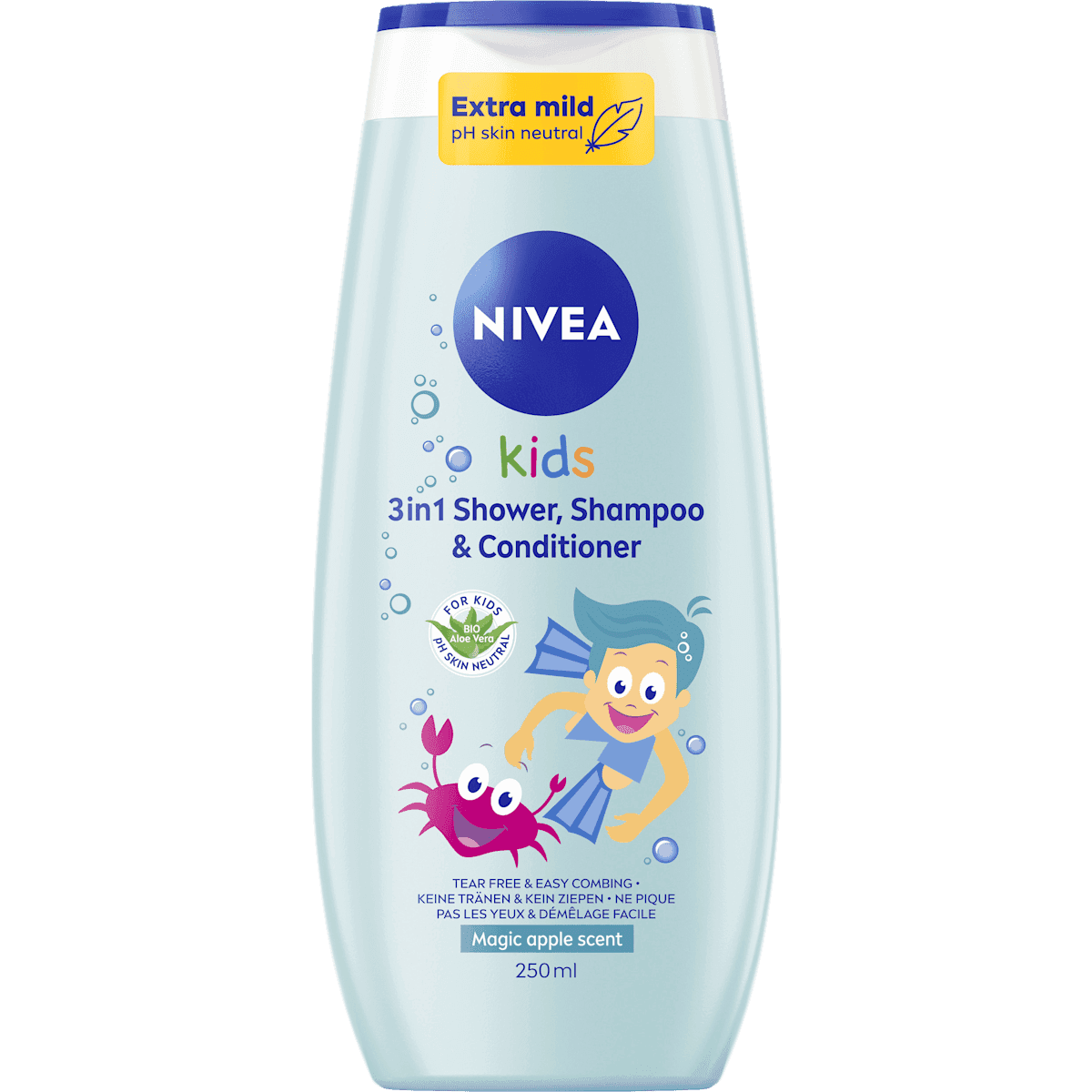 NIVEA Enfant Gel douche, Shampooing & Conditioner 3in1 Apfelduft, 250 ml — منتج ألماني أصلي في المغرب