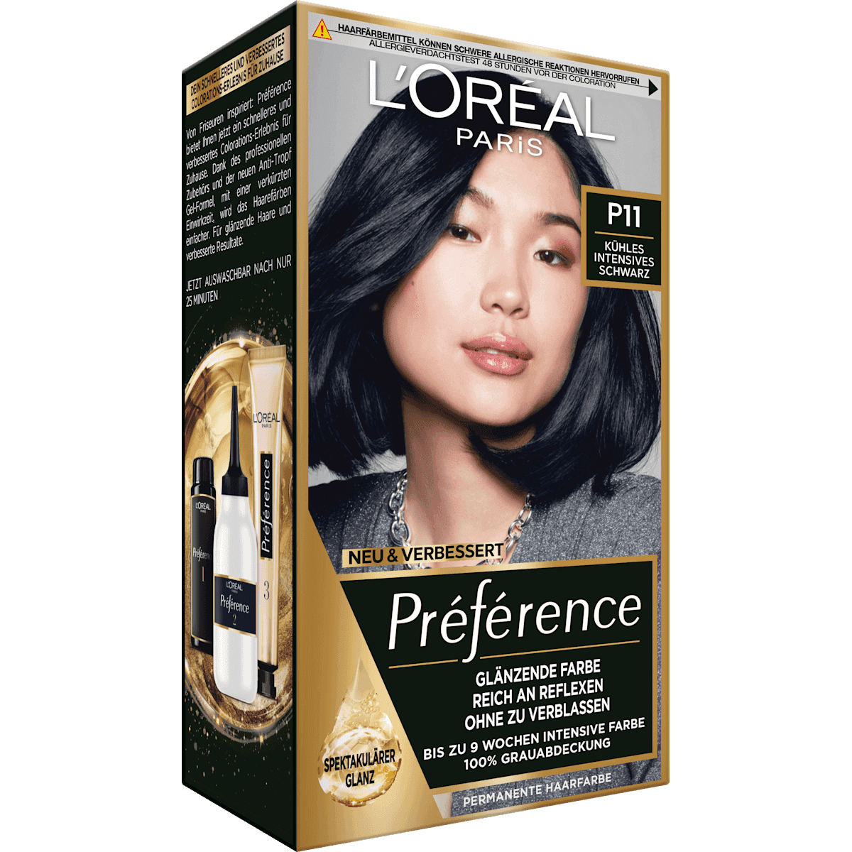 L'ORÉAL PARiS PRÉFÉRENCE Coloration P11 noir intense froid, 1 pièce (L'ORÉAL PARiS PRÉFÉRENCE Haarfarbe P11 Kühles Intensives Schwarz, 1 St) — منتج ألماني أصلي في المغرب