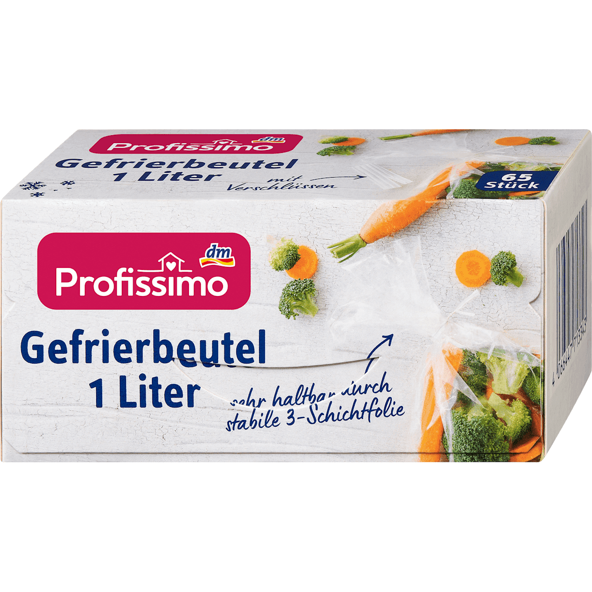 Profissimo Sacs congélation 1 l avec fermetures, 65 pièces (Profissimo Gefrierbeutel 1 l mit Verschlüssen, 65 St) — produit allemand authentique au Maroc