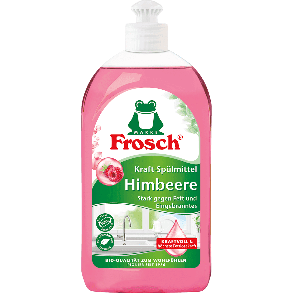 Frosch Gel vaisselle framboise, 500 ml (Frosch Spülmittel-Gel Himbeer, 500 ml) — produit allemand authentique au Maroc