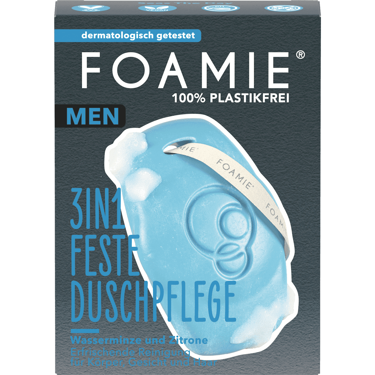 Foamie Gel douche solide Men Wasserminze & citron 3in1, 90 g — منتج ألماني أصلي في المغرب