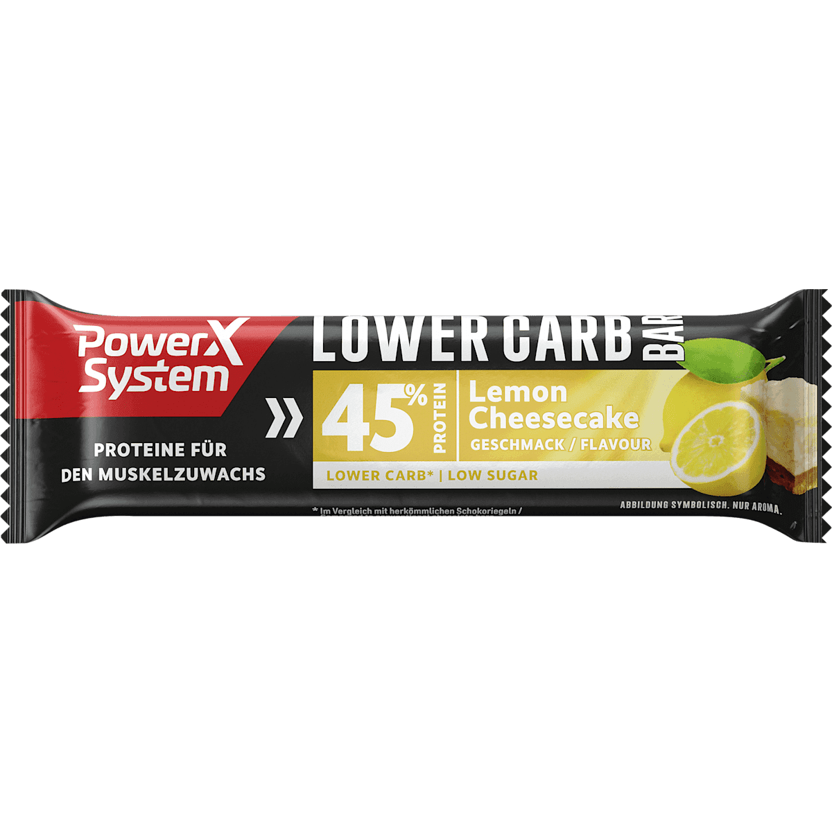 PowerX System Barres protéinées 45%, Lower Carb Bar, Lemon Cheesecake goût, 40 g — produit allemand authentique au Maroc