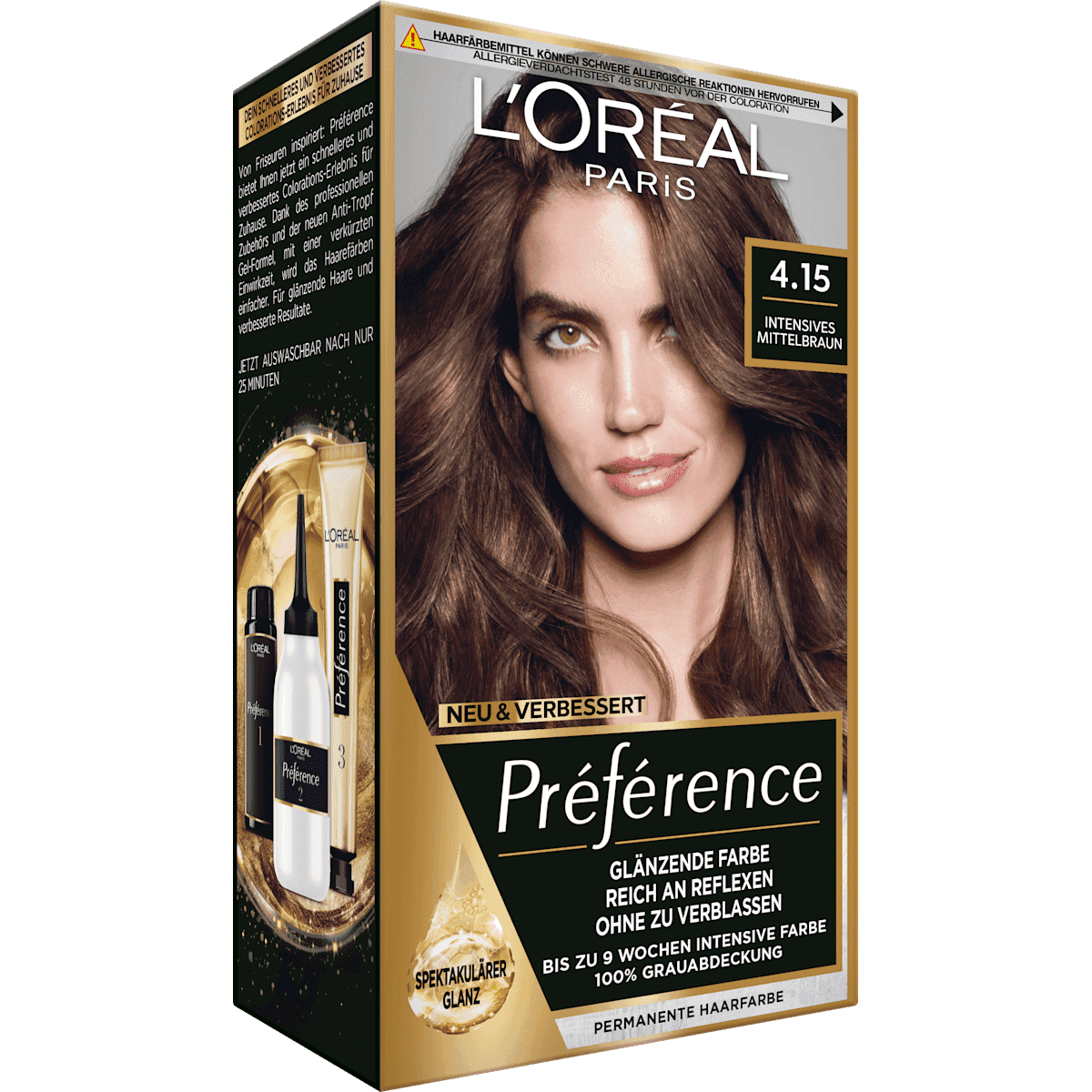 L'ORÉAL PARiS PRÉFÉRENCE Coloration 4.15 châtain intense, 1 pièce (L'ORÉAL PARiS PRÉFÉRENCE Haarfarbe 4.15 Intensives Mittelbraun, 1 St) — منتج ألماني أصلي في المغرب