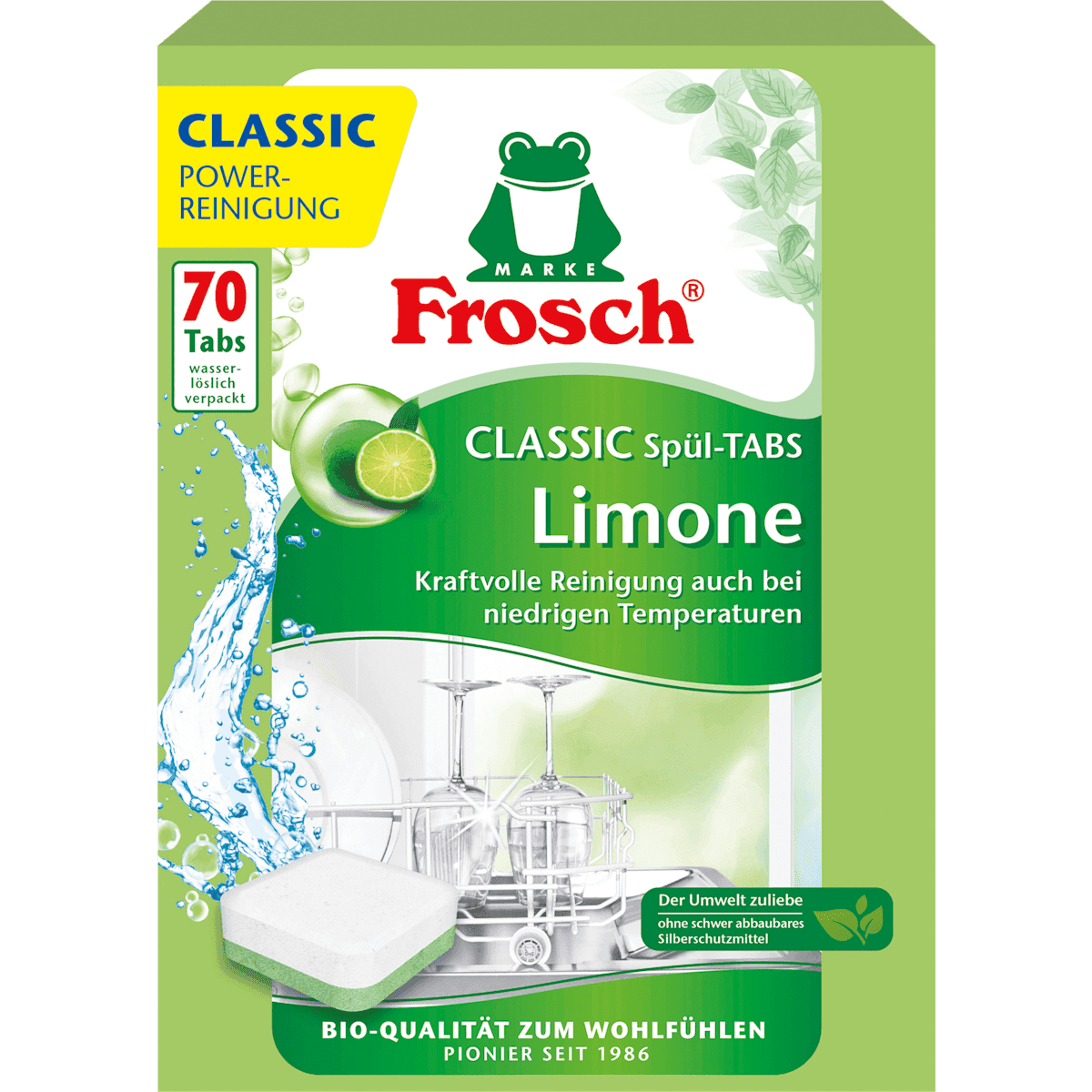 Frosch Tablettes lave-vaisselle Classic citron vert, 70 pièces (Frosch Spülmaschinen-Tabs Classic Limone, 70 St) — produit allemand authentique au Maroc