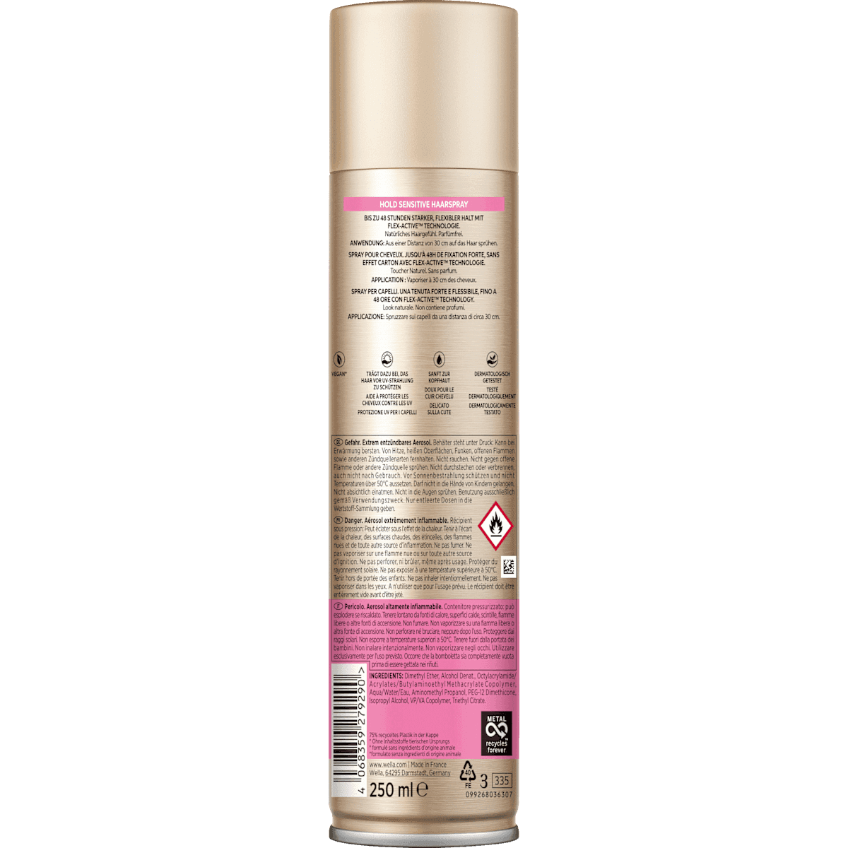 wellaflex Laque Sensitive, 250 ml (wellaflex Haarspray Sensitive, 250 ml) — produit allemand authentique au Maroc