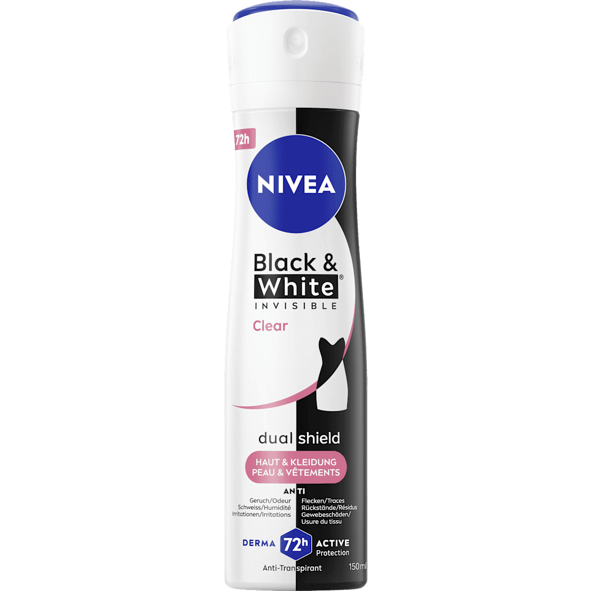NIVEA anti-transpirant Déodorant spray Black & White Invisible Clear, 150 ml — produit allemand authentique au Maroc