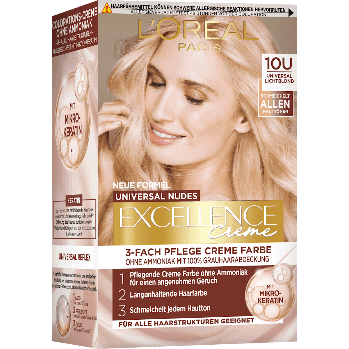 L'ORÉAL PARiS EXCELLENCE Creme Coloration Nude 10U helles Lichtblond, 1 pièce (L'ORÉAL PARiS EXCELLENCE Creme Haarfarbe Nude 10U helles Lichtblond, 1 St) — منتج ألماني أصلي في المغرب