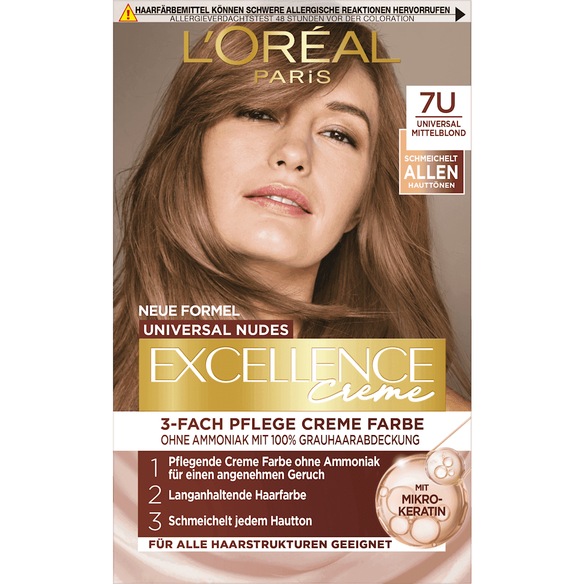 L'ORÉAL PARiS EXCELLENCE Creme Coloration Nude 7U blond moyen, 1 pièce — منتج ألماني أصلي في المغرب