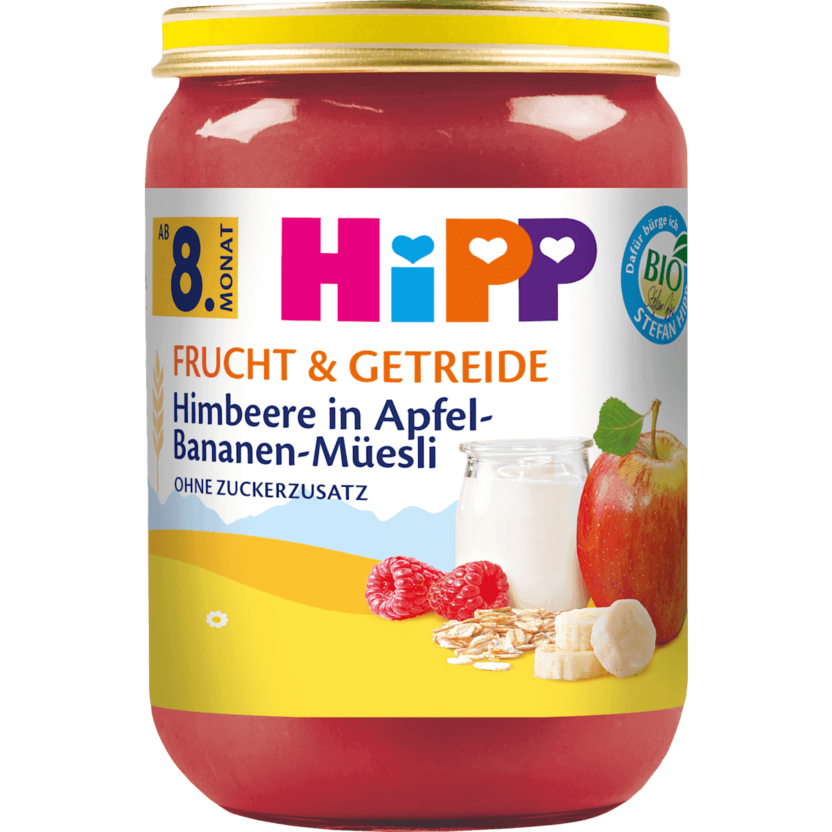 HiPP Frucht & Getreide framboise in pomme-Bananen Muesli dès 8 mois, 190 g — منتج ألماني أصلي في المغرب