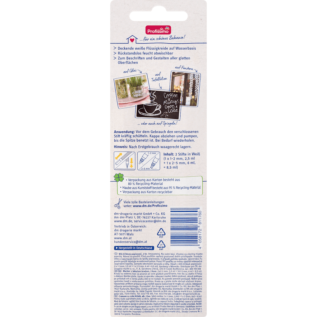 Profissimo Feutres craie Set 2 pièces blanc, 2 pièces (Profissimo Kreidestifte Set 2 tlg Weiß, 2 St) — produit allemand authentique au Maroc