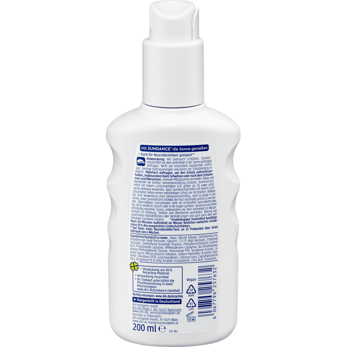 SUNDANCE Spray solaire MED ultra sensible, LSF 50+, 200 ml (SUNDANCE Sonnenspray MED ultra sensitiv, LSF 50+, 200 ml) — produit allemand authentique au Maroc